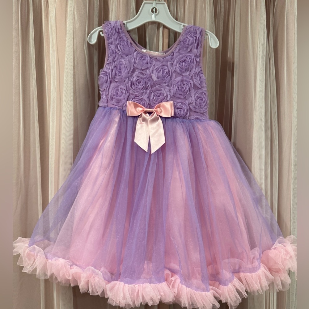Purple and Pink Floral Tulle Dress